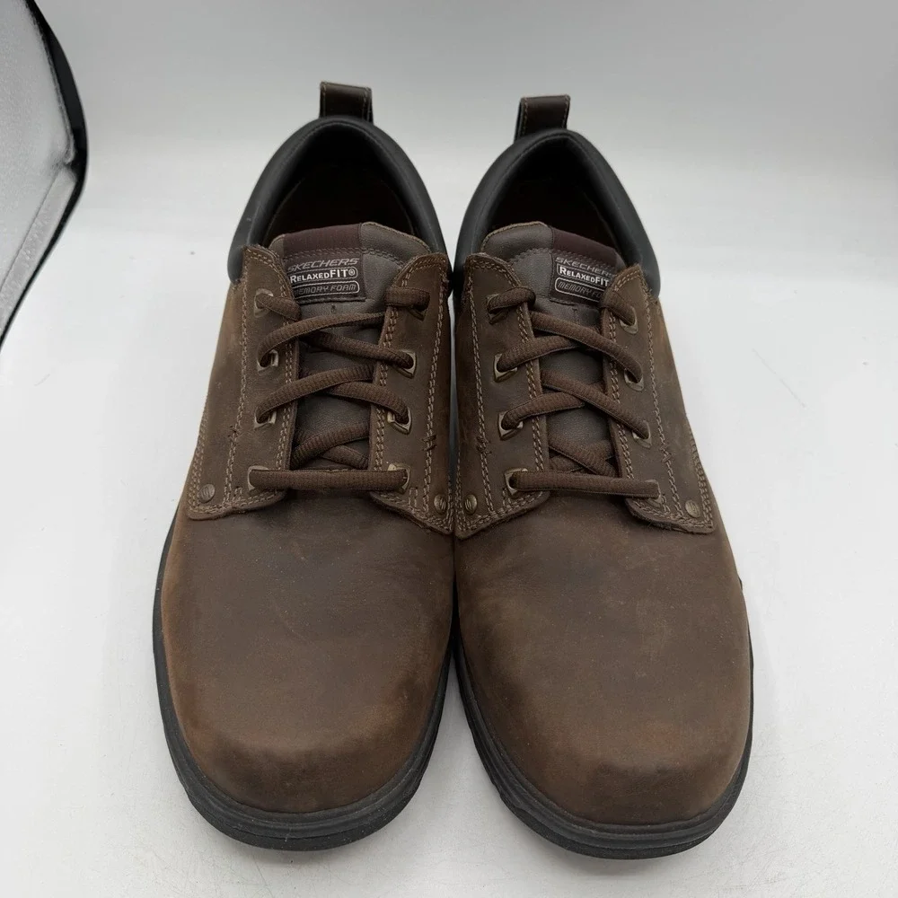 Skechers Segment Rilar Shoes Mens Sz 14 Brown Leather Comfort‎ Oxfords 64260